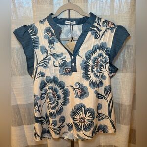 CherryBetty Blue Floral Women's Blouse